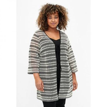 이스퀘어 4558263 Zizzi MIT BINDEGURTEL - Cardigan black white