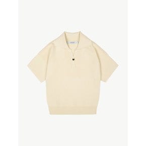 V COLLAR HALF KNIT - LEMON