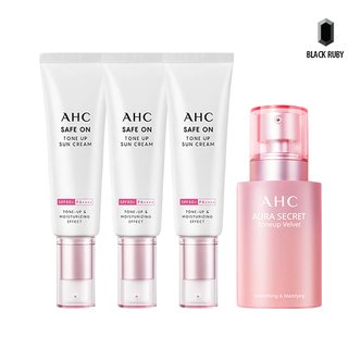  AHC 세이프온 톤업 선크림 50ml x3 + 톤업 벨벳 크림 55g (NO 케이스)