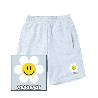 트립션 SMALL DAISY PEACEFUL LOGO 스웨트 하프 팬츠 - 화이트