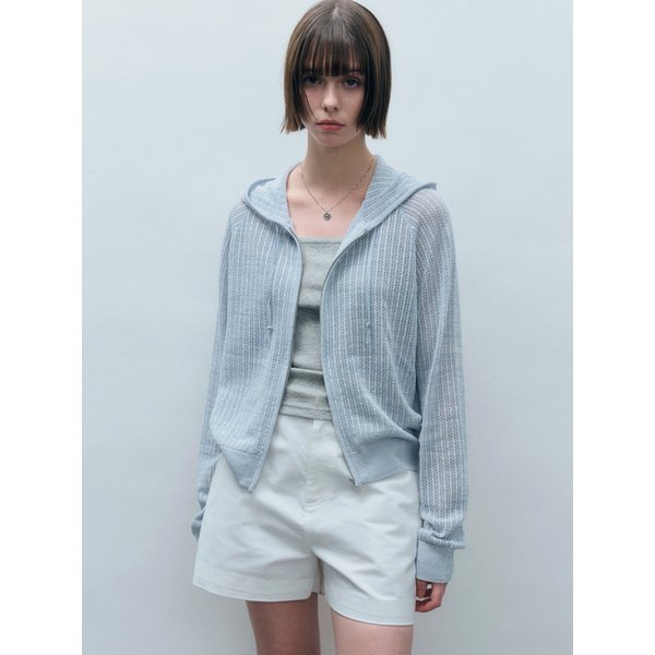 크로쉐 니트 후드 집업 라이트블루 MDCD040LBLUE