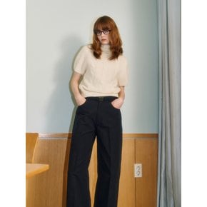 Belted wide pants (Black)