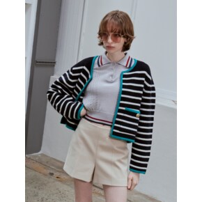 BINDING COLOR POINT STRIPE CARDIGAN