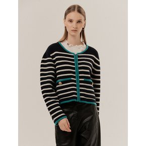 BINDING COLOR POINT STRIPE CARDIGAN