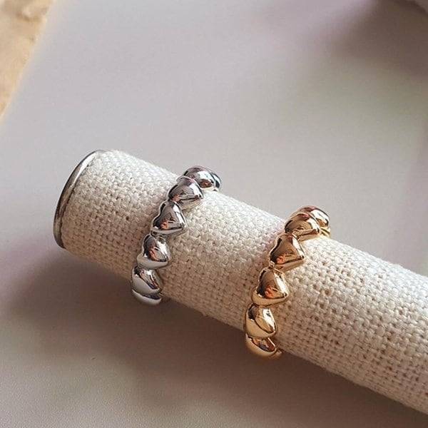 [옷자락] 여자 러블리 데일리룩 포인트 하트 라운딩 반지