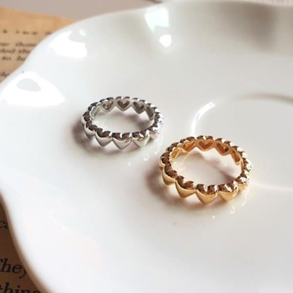 [옷자락] 여자 러블리 데일리룩 포인트 하트 라운딩 반지