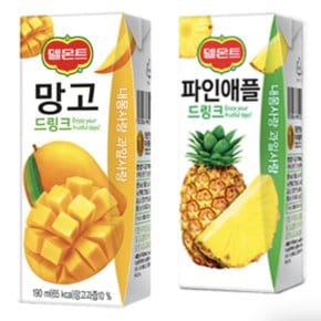 롯데칠성 델몬트 파인애플 + 망고 드링크팩 190ml 각24팩(총48팩)