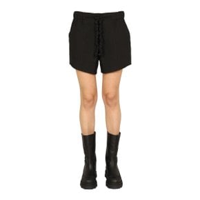 SS22 가니 SHORTS WITH RUFFLED ELASTIC BLACK F6987_099