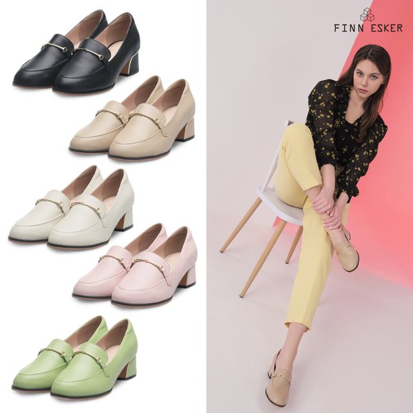 여성 천연양가죽 힐로퍼