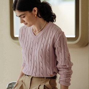 Cashmere blended cable knit_Pink