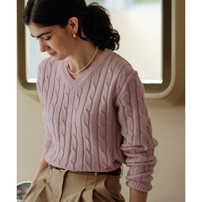 Cashmere blended cable knit_Pink