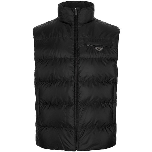 [부산점] 프라다 25FW 블랙 삼각로고 리나일론 구스 다운 베스트 SGB033 1WQ9 F0002