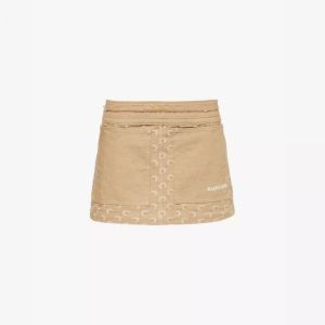 이스퀘어 5462984 MARINE SERRE Brand embroidered twill-texture denim mini skirt