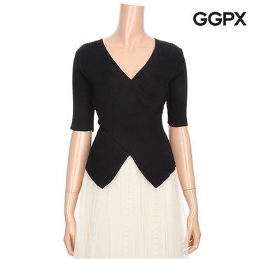 GGPX V넥 랩스타일 반팔 골지 니트 (GMHKP140F)