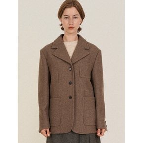 VERONIKA THREE BUTTON WOOL BLAZER JACKET_BG