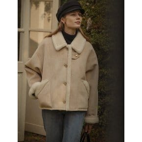 Strap point fur collar suede mustang_Beige