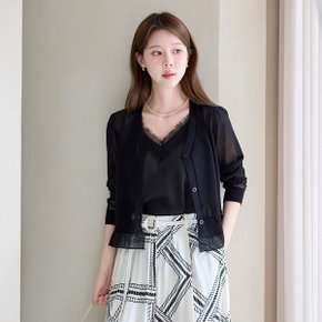 펀칭 시스루 브이넥 니트 가디건_M2606CD038B