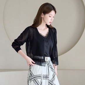 펀칭 시스루 브이넥 니트 가디건_M2606CD038B