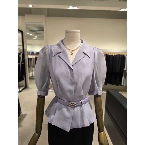 [파주점] 퍼프 오픈 칼라 크롭 블라우스 JS5B0BL261