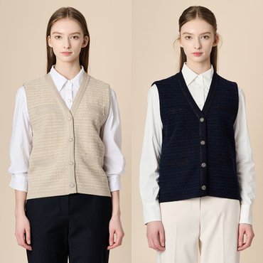 BCBG 트위드 니트 베스트 B3S2K514
