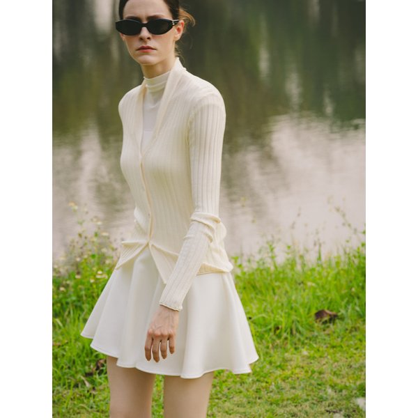 Summer Slim Rib Cardigan (light beige)