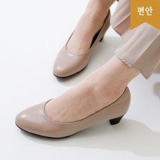 5.5cm 소가죽 국내생산 우레탄몰드굽 펌프스 편안한 미들  112422