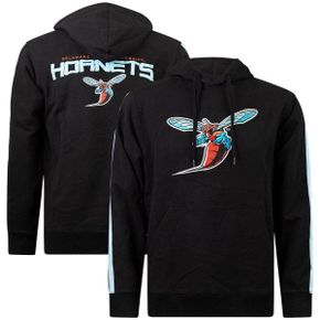 4594513 FISLL Mens Black Delaware State Hornets Oversized Stripes Pullover Hoodie