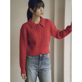 KN4239 Nouveau cable collar knit_Red