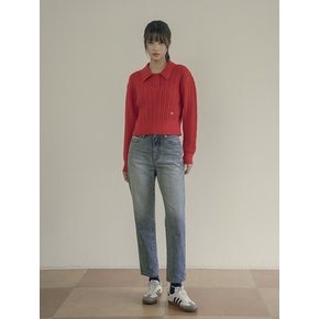 KN4239 Nouveau cable collar knit_Red