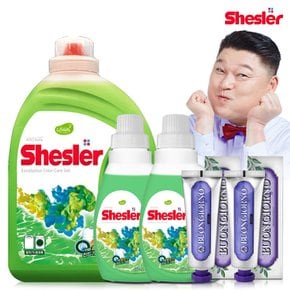 강호동의 쉬슬러 액상 세제 유칼립투스 3.05L 1개+유칼립투스 650ml 2개+잇몸케어 치약 100g 2개.