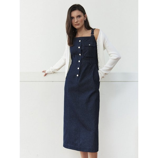 서스펜더 포켓 슬리브리스 원피스_INDIGO