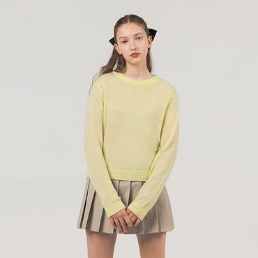 로라로라 CREW NECK CROP KNIT LEMON