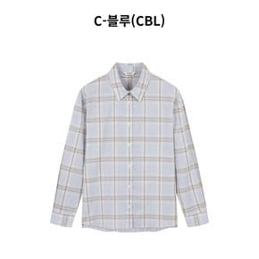 여성 코튼 체크 긴팔 셔츠_JK