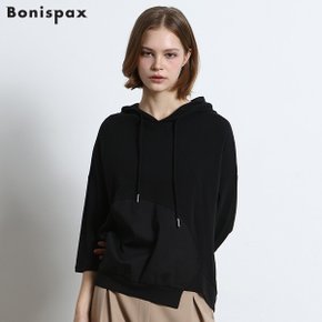 언밸런스 절개 배색 후드 7부 맨투맨 (택가격 99000원)