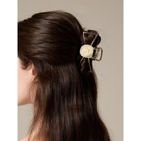 White Rose Ribbon Hair Claw