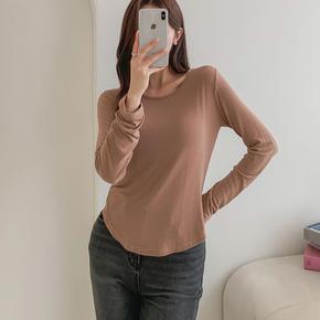 여자 스판 기본긴팔티셔츠 이너 굴림 레이온 티셔츠