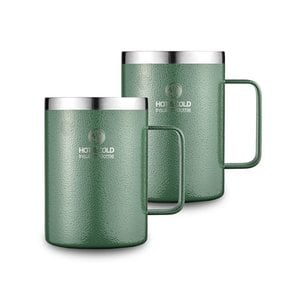 스텐 보온보냉 손잡이 머그컵 550ml(그린) 1+1