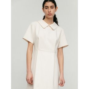 Collar Tuck Dress-lightbeige