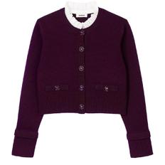 25 SS 산드로 여성 러플 칼라 니트 가디건 bordeaux SDOB9442RED7E11A00 TP824310783
