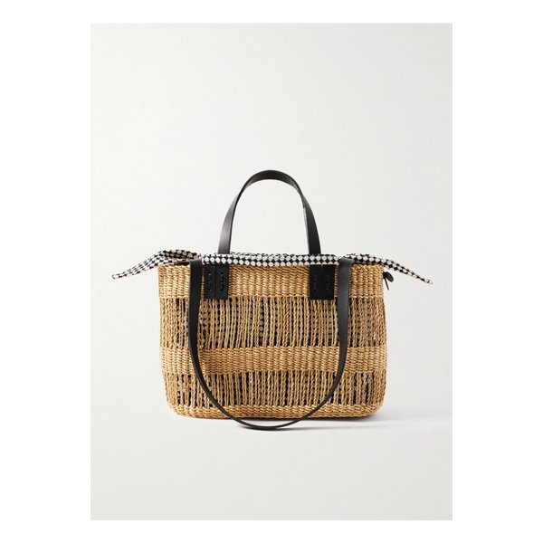 무뉴 마커스 가죽 트리밍 우븐 스트로 토트 브라운 46376663162878917