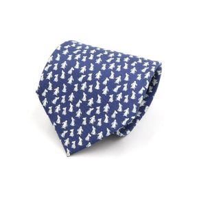 페라가모 블루 화이트 도그 패턴 넥타이 사이즈 9CM 152899143