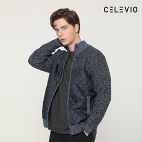 볼테라 누빔 니트집업 블루_P300407725