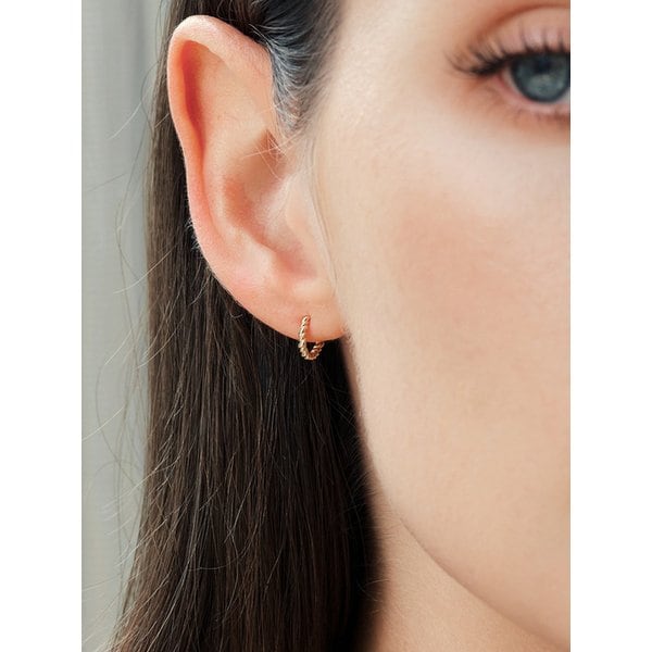 14k 트위스트 로프 미니 원터치 귀걸이 (14k골드) LFE55