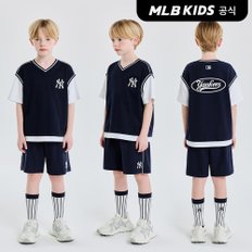 MLB키즈 (공식) 25SS 바시티 베스트 반팔 세트 NY (Navy) 7AS1V0353-50NYS