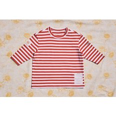 FIRE SMILE STRIPED 3/4 SLEEVE SHIRT [RED/WHITE]