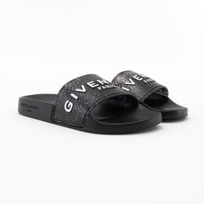 여성 블랙 여름 슬라이드 플랫 샌들 슬리퍼 BE3004E125