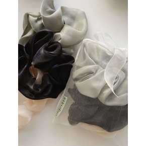 클래식 실크 스몰 스크런치 세트 Classic silk small scrunchie (3 set)