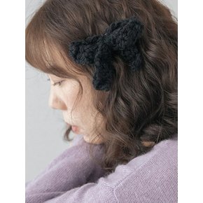 Fluffy ribbon hairpin (black)