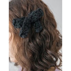 Fluffy ribbon hairpin (black)