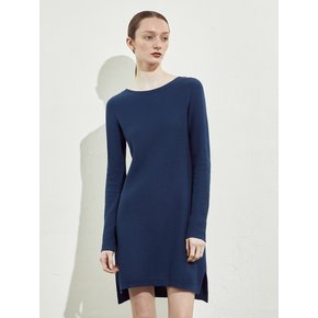 COTTON KNIT MINI DRESS_NAVY